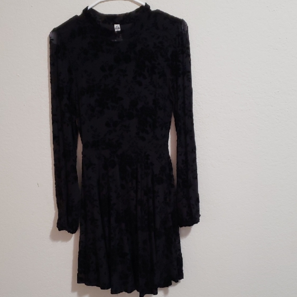 Black Floral Long Sleeve Dress Size S